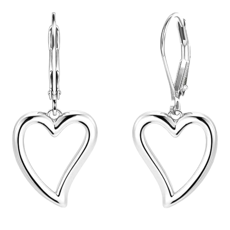 Sterling Silver Open Heart Dangle Earrings – Jelexia